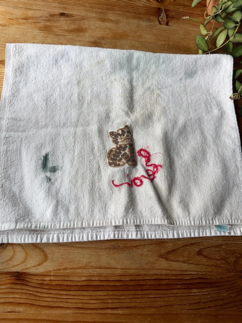Vintage Cat Applique Rag Towel